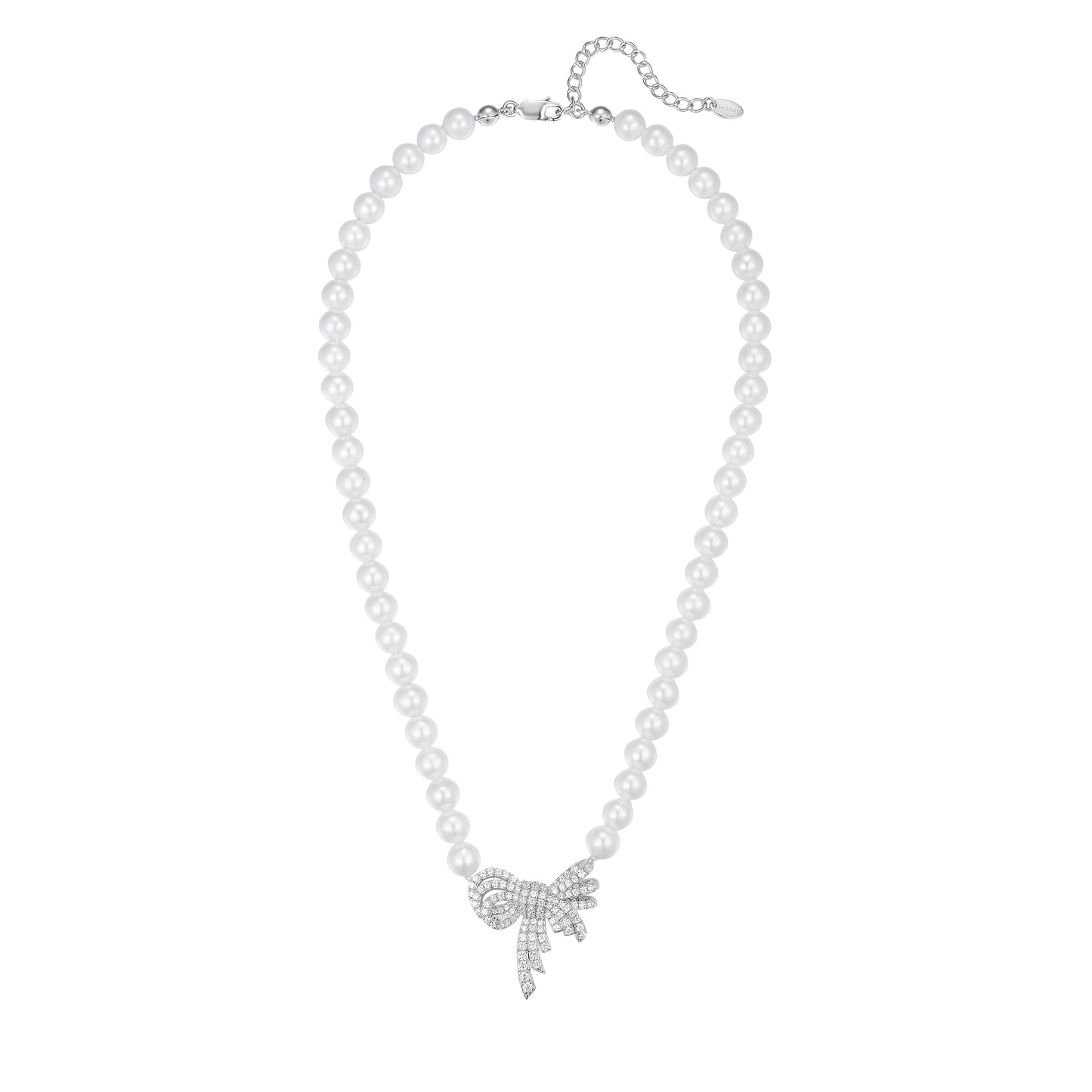 🕊️ Lacloche X Fatum Secrets Graceful Heart – Pearl & Silver Bow Necklace
