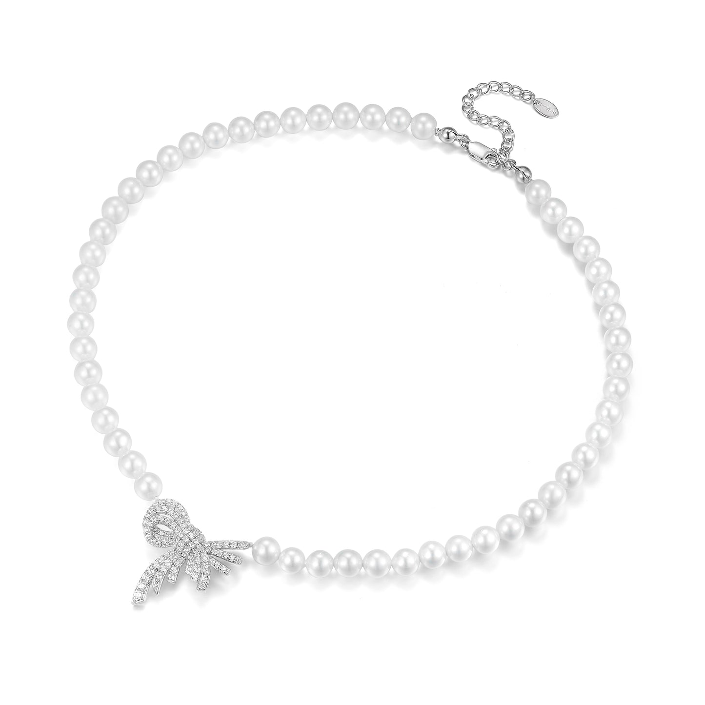 🕊️ Lacloche X Fatum Secrets Graceful Heart – Pearl &amp; Silver Bow Necklace
