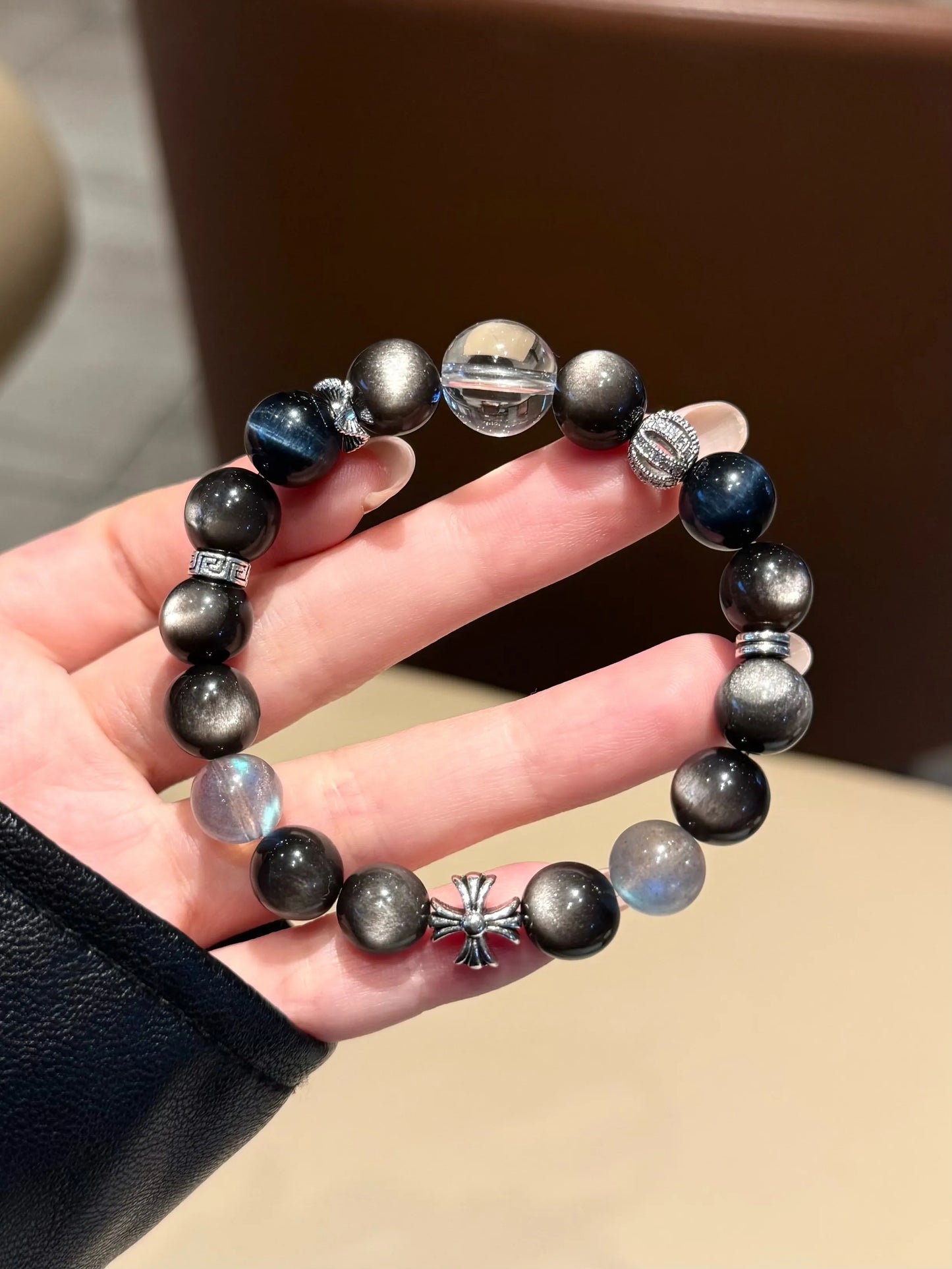 🖤 Shadowlight – Obsidian &amp; Clear Quartz Protection Bracelet