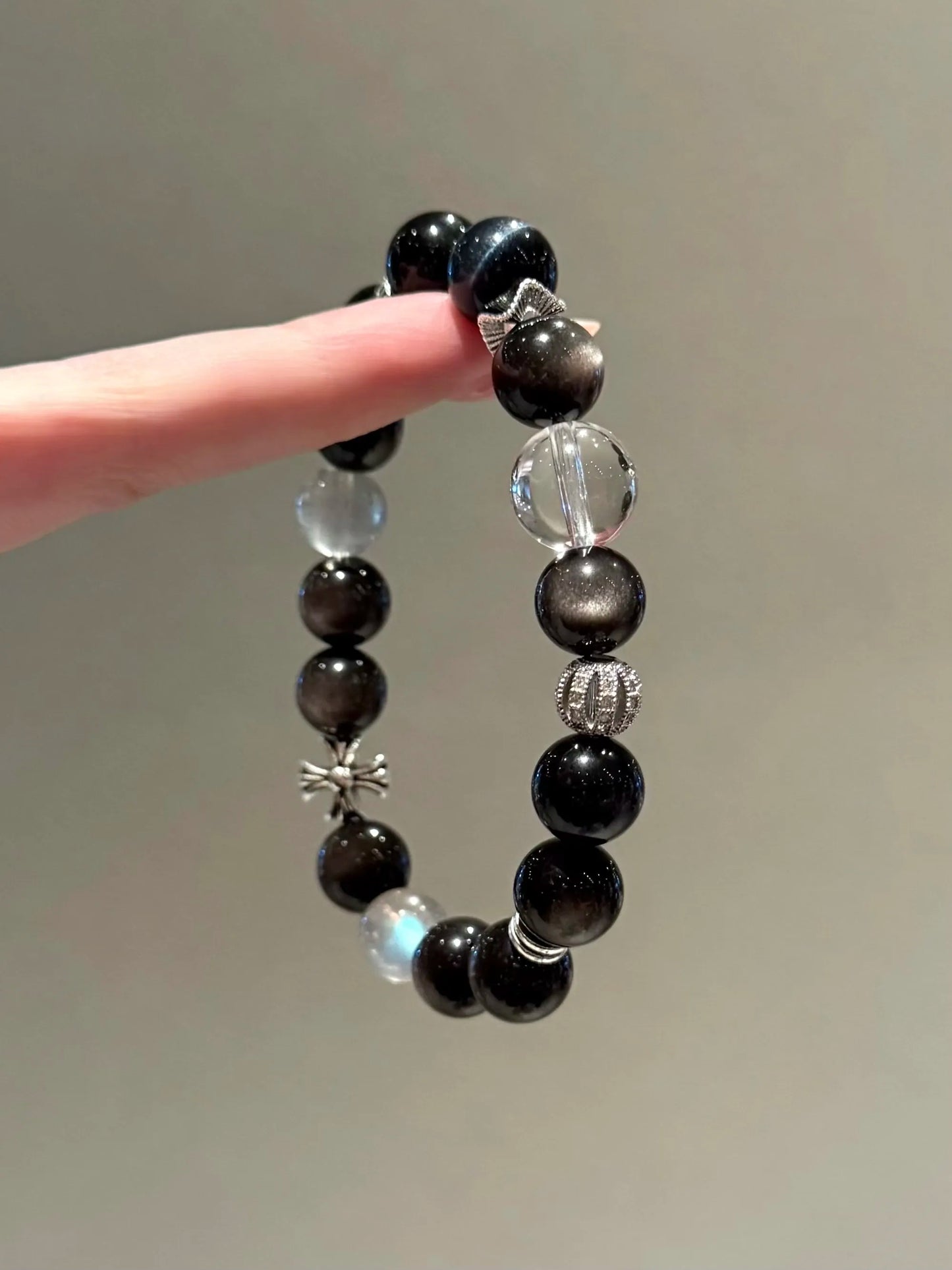 🖤 Shadowlight – Obsidian &amp; Clear Quartz Protection Bracelet