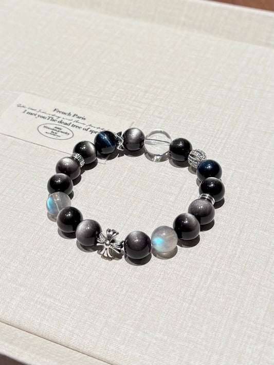 🖤 Shadowlight – Obsidian &amp; Clear Quartz Protection Bracelet