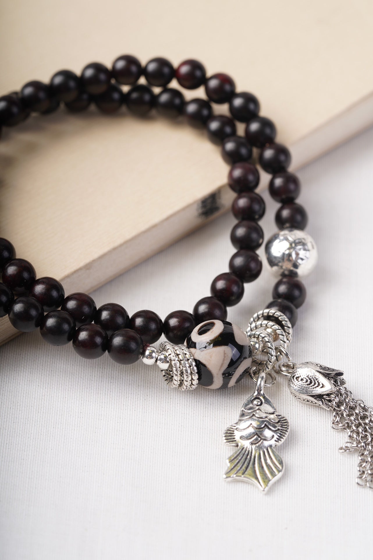 Mystic Blessings Bracelet Rosewood · Sterling Silver · Tibetan Dzi Bead