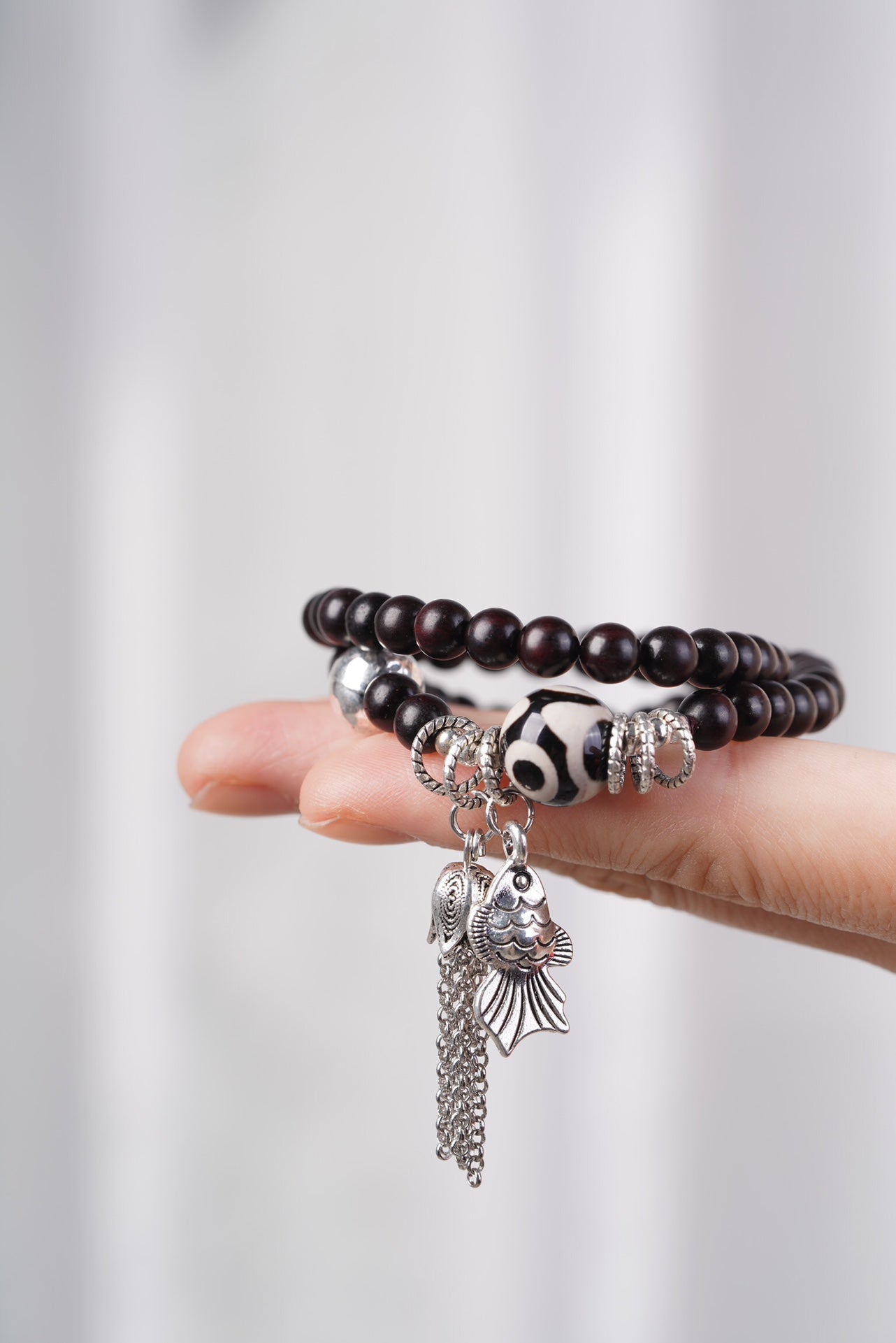Mystic Blessings Bracelet Rosewood · Sterling Silver · Tibetan Dzi Bead
